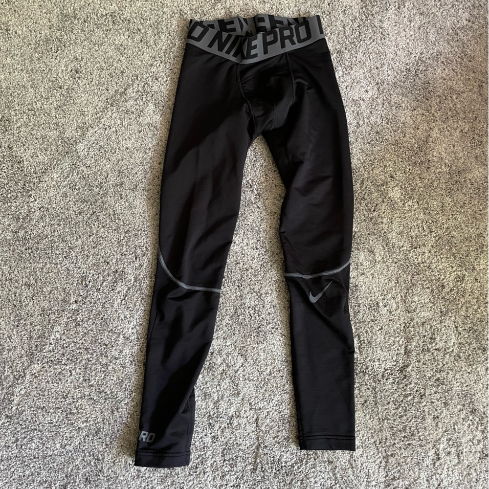 Nike Black Pro Compression Tights with Grey Waistband